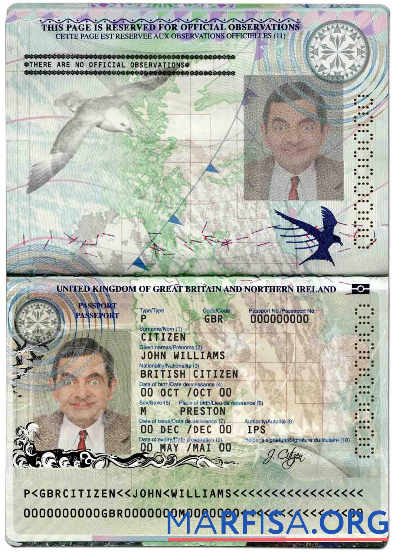 Blank United Kingdom of Great Britain and Northern Ireland passport template in PSD format, 2010 2015